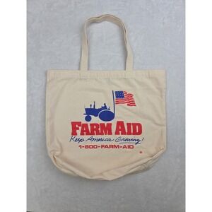 Vtg 90s Farm Aid Tote Bag Keep America Growing Maggie's Organics USA Cotton